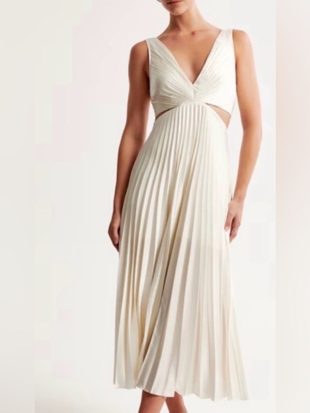 A&F Giselle White Pleated Cutout Dress XSP